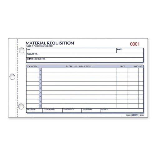 Rediform Material Requisition Book Carbonless 2 Part 4_25 x 8_5 Inches 50 Forms 1L114