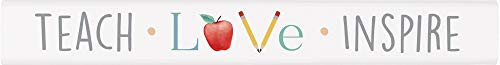 P_ Graham Dunn Teach Love Inspire Classic White 10 x 1_5 Pine Wood Tabletop Stick Sign
