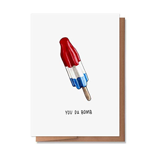 Wunderkid You Da Bomb Funny Birthday Love Card Bomb Pop 1 Single Card Blank inside