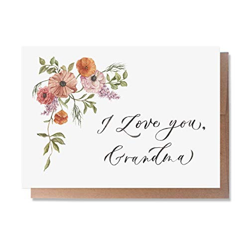 Wunderkid I Love You Grandma Happy Birthday Grandma Card 1 Single Card Blank inside