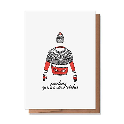Wunderkid Sending You Warm Wishes Card Seasons Greetings Holiday Card 1 Single Card Blank inside