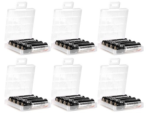 Whizzotech AA/AAA Cell Battery Storage Case/Holder with Charge Reminder Markings Clear Color Pack of 6