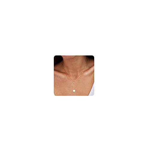 Dainty Layered Choker Necklace Handmade Coin Moon Pendant Adjustable Gold Plated layering Necklaces for Women Girls Dainty Layered Choker Necklace Handmade Coin Moon Pendant Adjustable Gold Plated layering Necklaces for Women Girls