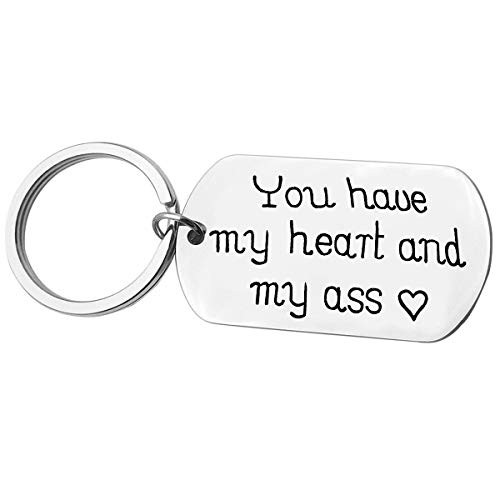 Couple Keychain Gift for Him You Have My Heart And My Ass Keychain Valentines Day Gift Anniversary Keychain Gift for Boyfriend Husband Christmas Birthday Gift Boyfriend Gift for Him