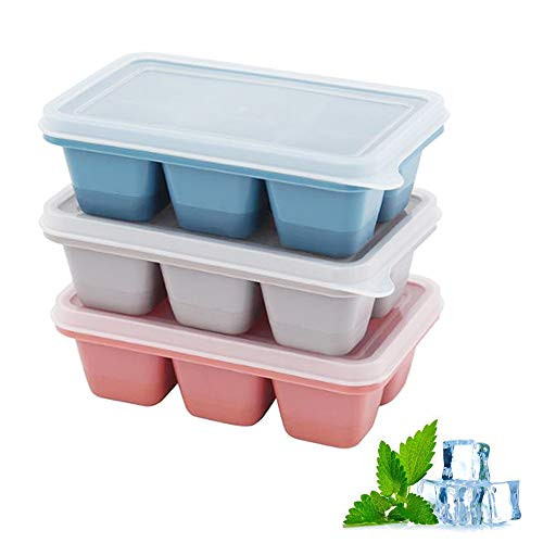 Mini Ice Cube Trays With Lid - 3 PACK 6-Ice Cubes Silica Gel Flexible and BPA Free with Spill-Resistant Removable Lid Ice Cube Molds for Chilled Drinks Whiskey   Cocktails