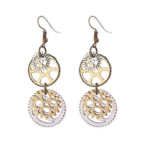 Vintage Gear Drop Earrings Hook Retro Steampunk Dangle Earrings for Women Girls
