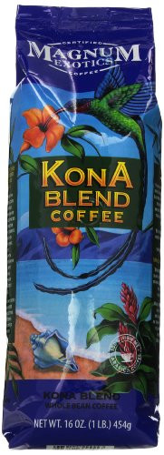 Magnum Exotics Kona Blend Coffee, Whole Bean, 16 Ounce
