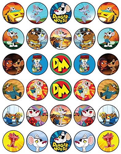 30 x Edible Cupcake Toppers Themed of Danger-Mouse Collection of Edible Cake Decorations  Uncut Edible on Wafer Sheet