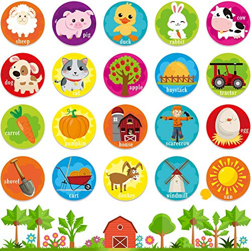 20 Pairs Memory Match Game Cards Animals Matching Game Featuring Farm Animals Element Preschool Educational for Kids Toddlers 2 Year Old or Up