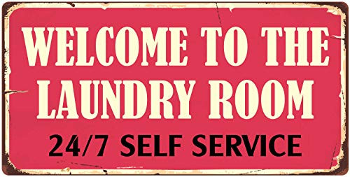 StickerPirate 1088HS Welcome to The Laundry Room 5x10 Aluminum Hanging Novelty Sign