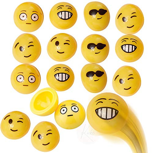 Kicko Emoji Pop-Up Poppers - 1_25 Inches - Pack of 16 Assorted Cool Emoticons - for Kids Boys and Girls - Party Favors Bag Stuffers Fun Toy Prize Pinata Fillers