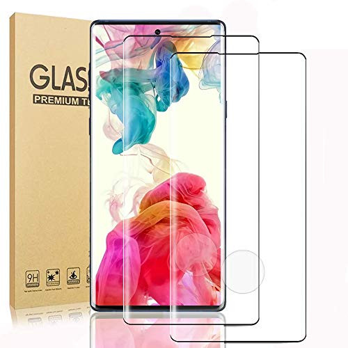 Galaxy Note 10 Screen Protector Tempered Glass 2 Pack 3D Full Covered Fingerprint Sensor Anti-Bubble Case Friendly Glass Protector for Samsung Galaxy Note 10