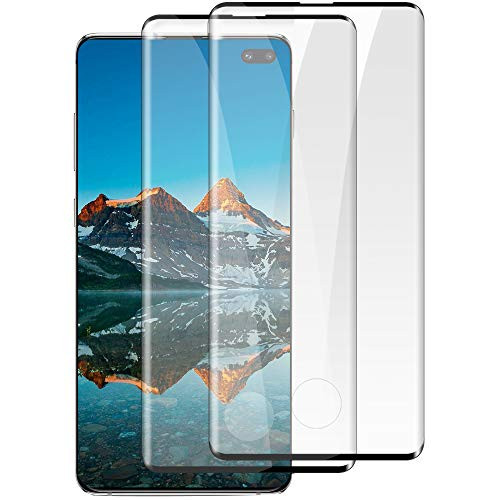 Galaxy S10 Plus Screen Protector Tempered Glass 2 Pack 3D Full Covered Fingerprint Sensor Anti-Bubble Case Friendly Glass Protector for Samsung Galaxy S10 Plus