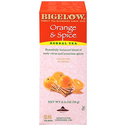 Bigelow Orange Spice Herbal Tea 28-Count Box Pack of 1 Caffeine-Free Soothing Herbal Tea Sweetly Citrus-y Tea with an Herbal Twist Bigelow Orange Spice Herbal Tea 28-Count Box Pack of 1 Caffeine-Free Soothing Herbal Tea Sweetly Citrus-y Tea with an Herbal Twist