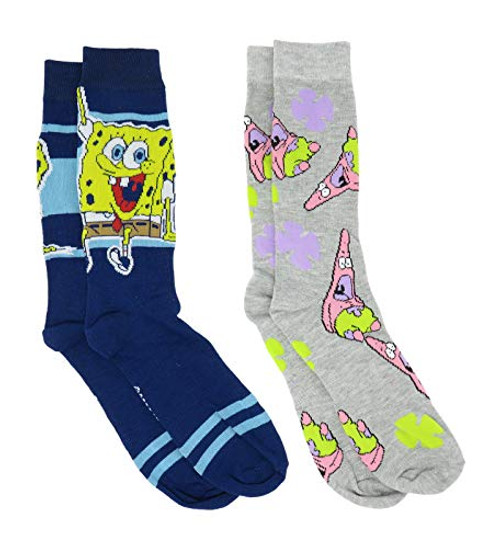 Hyp Spongebob Squarepants and Patrick Stripes Mens Crew Socks 2 Pair Pack Hyp Spongebob Squarepants and Patrick Stripes Mens Crew Socks 2 Pair Pack
