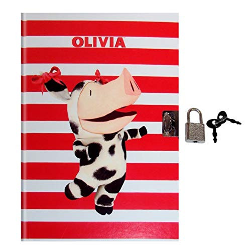 Olivia Lock Diary For Girls - Dancing Cowpig 75 Pages Hardbound Lock   Keys_