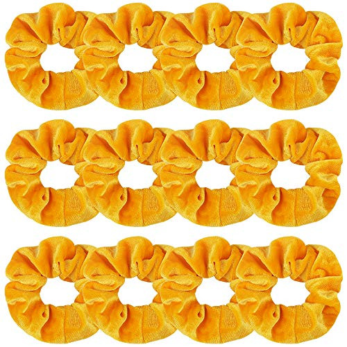 Whavel 12 Pack Yellow Hair Scrunchies Velvet Elastics Scrunchy Hair Ties for Women Girls Hair Elastics Ponytail Holder Scrunchy Girl Accessories Elastic Hair Scrunchie