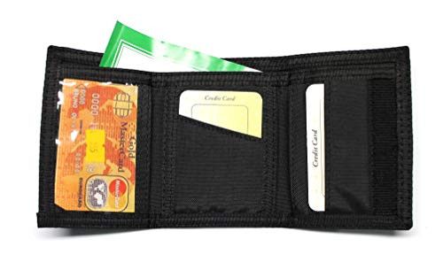 Nylon Trifold Credit Card Wallet - Black