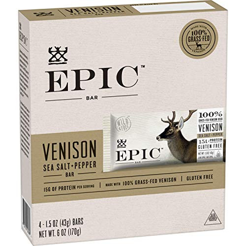 EPIC Venison Sea Salt   Pepper Bars Keto Consumer Friendly 4ct Box 1_5oz Bars