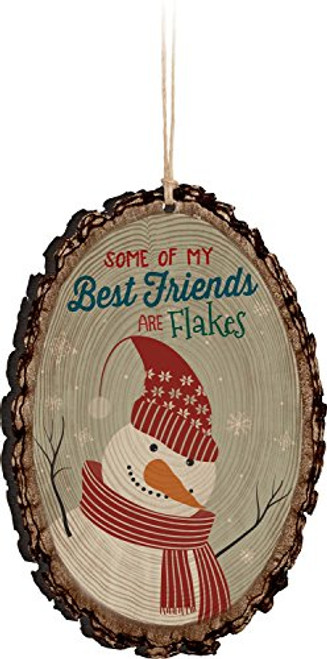 P_ Graham Dunn Some of My Best Friends are Flakes Snowman Rustic Bark Look Wood Christmas Ornament P_ Graham Dunn Some of My Best Friends are Flakes Snowman Rustic Bark Look Wood Christmas Ornament
