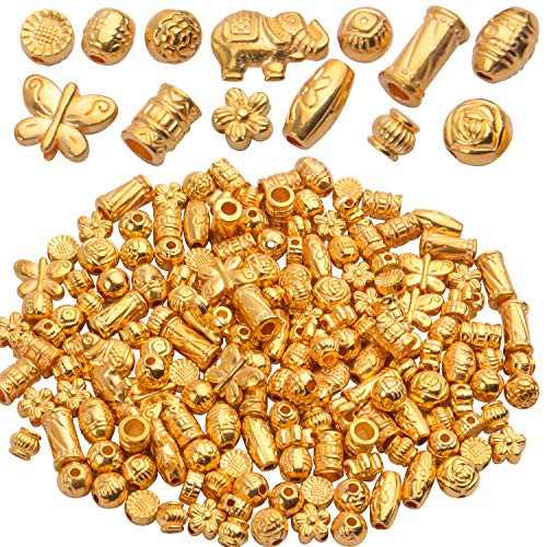 BronaGrand 100 GramAbout 150-200pcs Gold Spacer Beads Charm Bead Spacers Jewelry Findings Accessories for Bracelet Necklace Jewelry Making