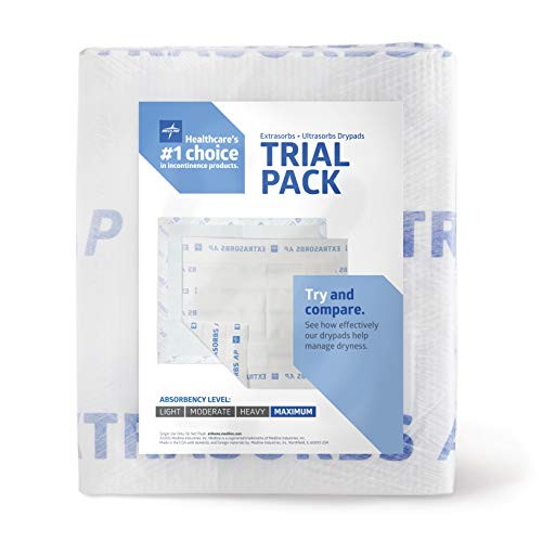 Medline Drypad Underpads Sample Pack Included Ultrasorb and Extrasorb Option Air Permeable 30 x 36 inches Pack of 2