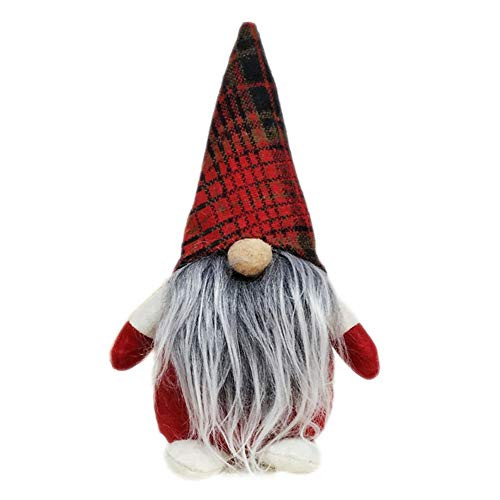 ZAVAREA Tied Beard Gnome Handmade Swedish Christmas Santa Tomte Plush Doll Holiday Figurines Toy Xmas Home Ornaments Red Beard