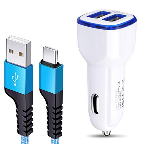 Car Charger 2_4A USB C Car Adapter Dual Port with 6ft Fast Charging Cord for Samsung Galaxy S20 S20 S10e S9 A51 A50 A10e A20 Note 10 LG G8 K51 Stylo 4 5 6 Google Pixel 4 4XL 3 XL 3A Moto G8 G7 Play