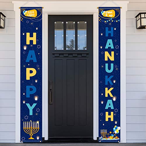 Aneco 2 Pieces Happy Hanukkah Decorations Banner Chanukah Welcome Porch Sign Porch Hanging Banner Light It Up Decorations Banner Sign for Hanukkah Party Outdoor Decor Aneco 2 Pieces Happy Hanukkah Decorations Banner Chanukah Welcome Porch Sign Porch Hanging Banner Light It Up Decorations Banner Sign for Hanukkah Party Outdoor Decor