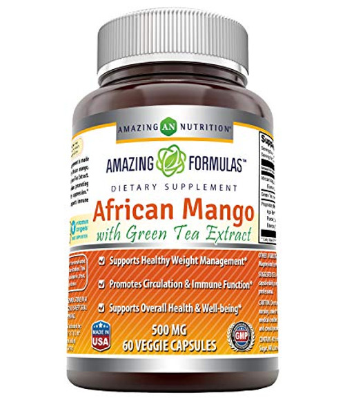 Amazing Formulas - African Mango with Green Tea Extract Dietary Supplement - 500 Milligrams - 120 Capsules - Supports Healthy Weight - Promotes Better Immune Function
