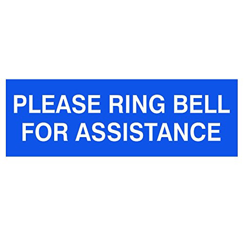 Please Ring Bell for Assistance Sign - Blue - Small