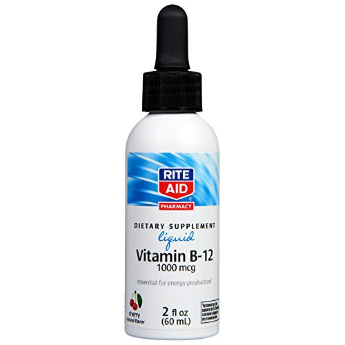 Rite Aid Vitamin B12 Liquid 1000 mcg Cherry Flavor - 2 fl oz Energy Support Sublingual B12 Supplement Rite Aid Vitamin B12 Liquid 1000 mcg Cherry Flavor - 2 fl oz Energy Support Sublingual B12 Supplement
