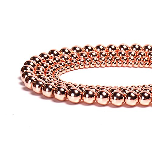 Hematite Natural Stone Faceted Round Loose Beads Semi Gemstone Healing Power Energy Stone for Jewelry Making DIY Necklace Bracelet Making Strand 15_5 AAAAA-Rose Gold Hematite 6mm