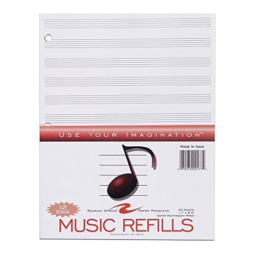 Roaring Spring Music Filler Paper, 11" x 8.5", 20 sheets