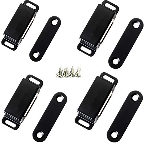 Kitchen Cabinet Magnets Closure WENJUUS 4 Pack Cabinet Magnetic Catch Strong Cupboard Door Magnets Heavy Duty 15 lbs Metal RV Drawer Latch Closet Closing Stainless Steel Shutter Hardware Closer-Black