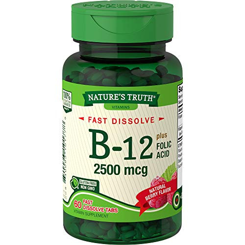 B12 Vitamin  60 Sublingual Tabs  2500 mcg  Vegetarian Non-GMO   Gluten Free  by Natures Truth
