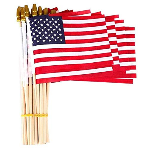 auryee Small American Flags 12 Pack 4x6 Inch Small American Flags on Stick Handheld American FlagUS Flag for Party Decorations and Parades School Sport Events