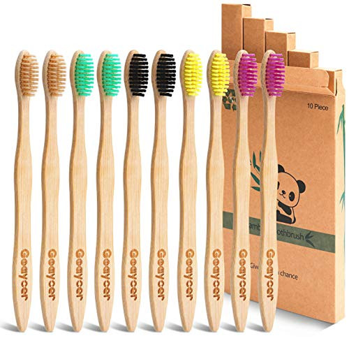 Goaycer Eco Friendly Bamboo Toothbrush 10Pack Medium Firm Bristles Biodegradable Bulk Wooden Toothbrushes Goaycer Eco Friendly Bamboo Toothbrush 10Pack Medium Firm Bristles Biodegradable Bulk Wooden Toothbrushes