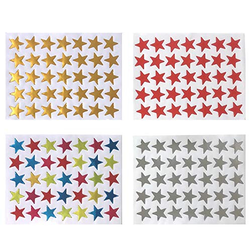 4200 Count Star Stickers Self-Adhesive Star Stickers Sliver Golden Assorted Colors Reward Star Stickers Labels for Teachers and Kids 120 Sheet