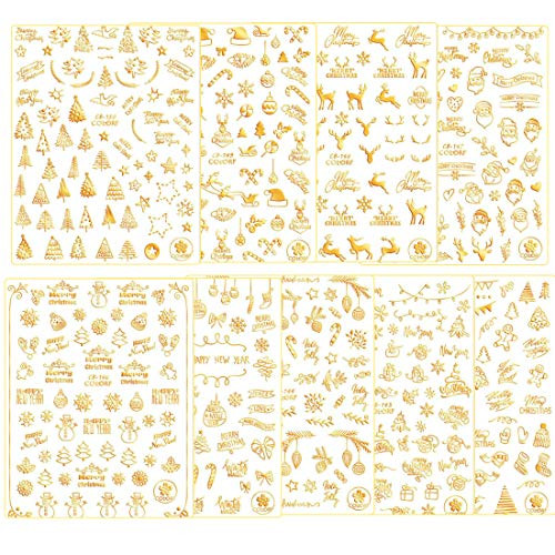 9 Sheets Christmas Nail Art Sticker Decals Self-Adhesive 3D Gold Xmas Tree Snowflake Bell Reindeer Santa Claus Snowman Nail Stickers for Women Teens Nail Decoration 9 Sheets Christmas Nail Art Sticker Decals Self-Adhesive 3D Gold Xmas Tree Snowflake Bell Reindeer Santa Claus Snowman Nail Stickers for Women Teens Nail Decoration