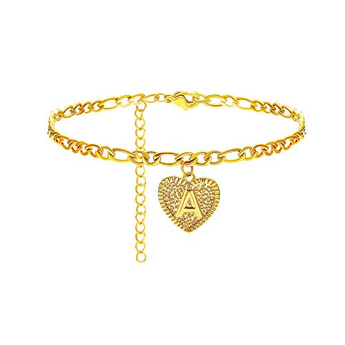 Heart Initial Ankle Bracelets for Women 14K Gold Letter Anklet Stainless Steel Figaro Chain Anklet Cute Anklets for Teen Girls Alphabet Initial Anklet Summer Beach Foot Jewelry A Heart Initial Ankle Bracelets for Women 14K Gold Letter Anklet Stainless Steel Figaro Chain Anklet Cute Anklets for Teen Girls Alphabet Initial Anklet Summer Beach Foot Jewelry A