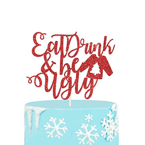 Eat Drink   Be Ugly Cake Topper Ugly Sweater Party Cake Topper Ugly Christmas Sweater Party Decoration