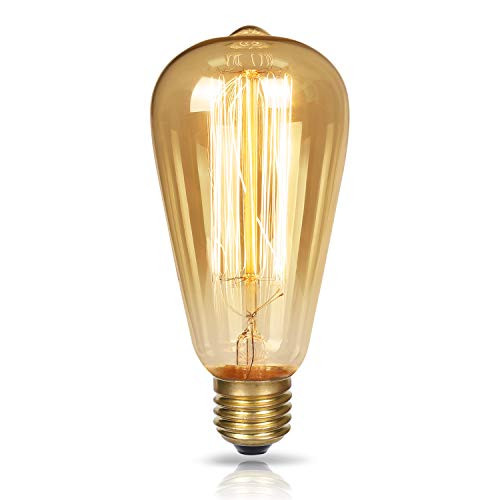ST64 Edison Light Bulbs 60W Acaxin Dimmable Vintage Light Glass 2200K E26 Base 250 Lumen Antique Light Squirrel Cage Filament Lamp
