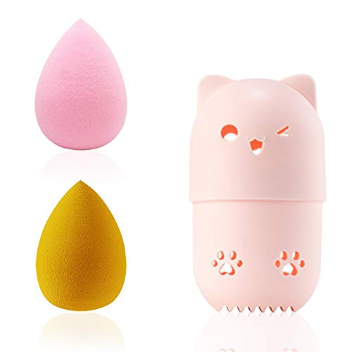 6 Pcs Makeup Sponge SetSonku Beauty Blender Sponge Used for Foundation Blending Blush Concealer Powder Cream with 1 Pcs Sponge Blender Container