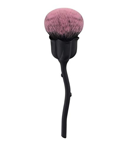 Rose Makeup Brush Large Full Coverage Face Powder Bronzer Blush Foundation Brush Makeup Brush - Big Fluffy Powder Make Up Brush for Face and All Over Body Black B