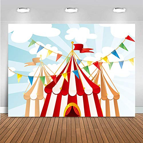 Mocsicka Red Circus Backdrop Carnival Circus Tent Baby Shower Background Girl Boy First 1st Birthday Party Banner Supplies 5x3ft Mocsicka Red Circus Backdrop Carnival Circus Tent Baby Shower Background Girl Boy First 1st Birthday Party Banner Supplies 5x3ft