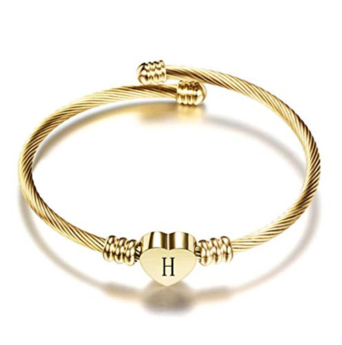 SBI Jewelry Initial Letter Cuff Bracelet Gold H Heart Cuff Bracelets for Sister Granddaughter Birthday Gift SBI Jewelry Initial Letter Cuff Bracelet Gold H Heart Cuff Bracelets for Sister Granddaughter Birthday Gift