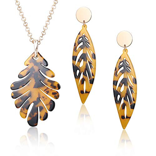 Udalyn Acrylic Earring Long Pendant Necklace Set for Women Leaf Resin Necklace and Monstera Drop Dangle Earrings Fashion Jewelry Udalyn Acrylic Earring Long Pendant Necklace Set for Women Leaf Resin Necklace and Monstera Drop Dangle Earrings Fashion Jewelry