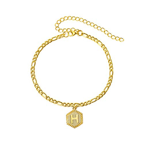 Initial Anklet Gold Ankle Bracelets for Women Figaro Chain Anklets Adjustable Letter Alphabet Foot Chain Anklet Cute Anklets for Teen Girls Summer Beach Jewelry Men Stainless Steel Anklet H Initial Anklet Gold Ankle Bracelets for Women Figaro Chain Anklets Adjustable Letter Alphabet Foot Chain Anklet Cute Anklets for Teen Girls Summer Beach Jewelry Men Stainless Steel Anklet H