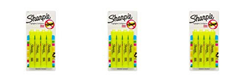 Sharpie 25164PP Accent Tank Highlighters Chisel Tip Fluorescent Yellow 4-Count - 3 Pack